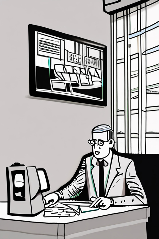 New Yorker-style cartoon: A bespectacled man in a suit reviews paperwork at a desk with a receipt printer. Caption: Good news — it's not five thousand per user. It's four thousand nine hundred and ninety-seven.
